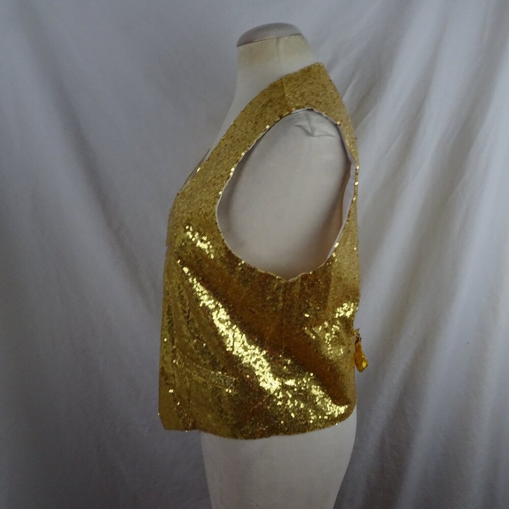 Adult Gold Shiny Sequin Vest Size M - Picture 2 of 11